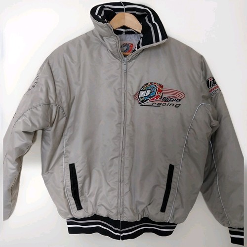 Giacca imbottita moto argento