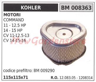 Filtro aria kohler trattorino - filtro,