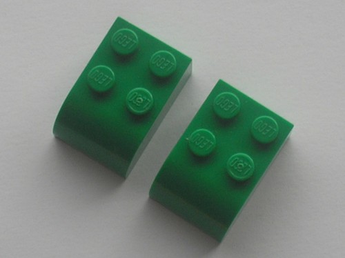 Lego green slope curved - x,