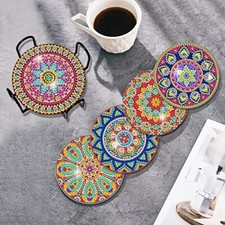 Sottobicchieri Vetro Tappetino Pittura 6 Pezzi Mandala Porta Diamanti Decorazioni Cucina