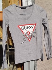  MAGLIETTA GUESS DONNA/RAGAZZA GRIGIA MANICA LUNGA USATA MA BEN TENUTA TAGLIA XS