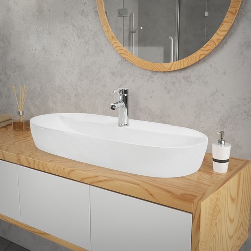 Lavabo bianco ceramica - bianco, in