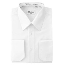 Camicia elegante Berlioni Italy uomo premium francese convertibile polsino tinta unita bianca