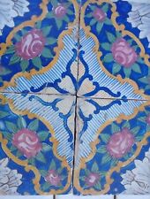 MATTONELLE ANTICHE 4 RARE RIGGIOLE PIASTRELLE  PINTO NAPOLI  FINEMENTE DECORATE 