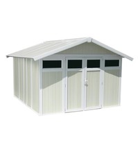 CASETTA DA GIARDINO IN PVC GROSFILLEX "UTILITY 11" GRIGIO-VERDE E BIANCO 370X...