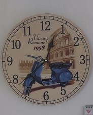 Orologio da parete Vacanze Romane 1958 con Vespa  Vintage Anni 50-Diametro 33cm