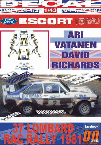 Decal ford escort 1800 - escort, mkii