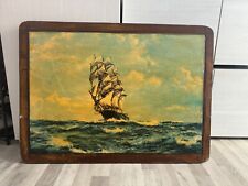 quadro antico veliero  in legno 80 x 60 