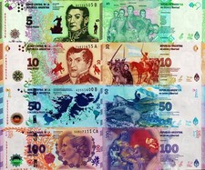 ARGENTINA - Lotto 4 banconote 5/10/50/100 pesos FDS - UNC