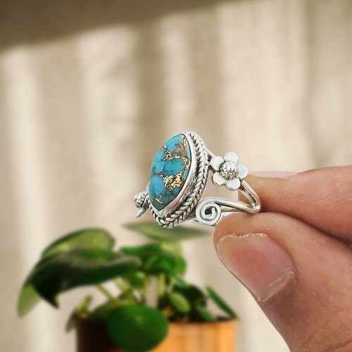 Anello turchese gemma blu