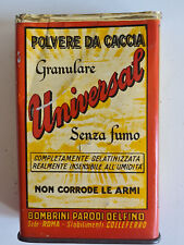 Vecchia non comune scatola di latta per polvere da sparo UNIVERSAL verso il 1950