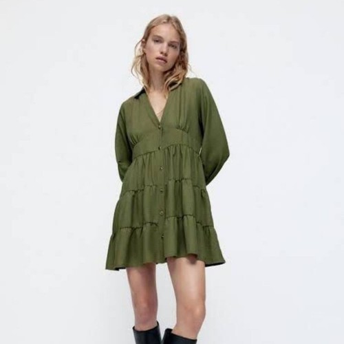 Zara army green tiered long - tiered,