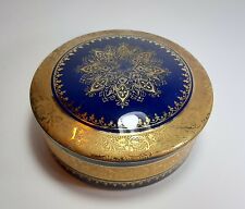 Rara Scatola Porcellana PERUGINA LAZEYRAS LIMOGES cm 11,5 Pubblicitaria Oro Blu