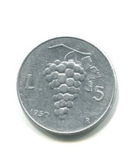 ITALIA 1950 5 LIRE UVA