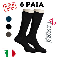 6 paia calze uomo lunghe filo di scozia calzini lunghi cotone a costina estive