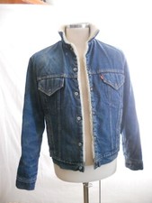 GIACCA GIUBBINO JEANS DENIM LEVI STRAUSS LEVI'S INTERNO IN PELO VINTAGE TG 42
