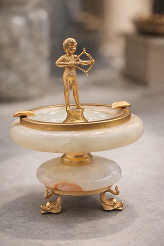 Posacenere onice ottone putto - onice,