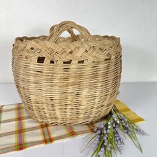 Cesta in Vimini intrecciato portabiancheria vintage con manici cestino shabby