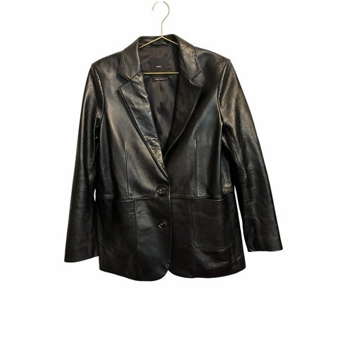 Giacca blazer pelle nera - , mango