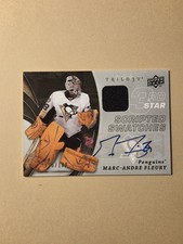 2008-09 UD Trilogy Scritto Swatches Gioco Usato Auto Marc-Andre Fleury /100