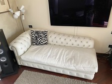 Chaise Longue Divano Chester In vera pelle bianca