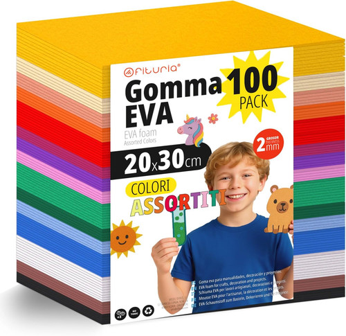 Set 100 fogli gomma eva - 100,