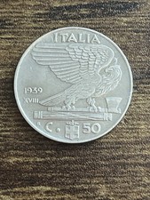 1939 Italy 50 Centesimi Coin