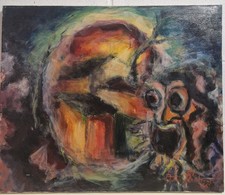 quadro moderno Olio su tela 80x60 - Artista Antonio Pacchiarini (1938-1982)-Urlo