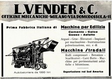 PUBBLICITA'1929 VENDER MACCHINE STRADALI AUTO BETONIERA 1000 LITRI SCARIFICATORE