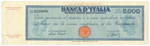 5000 lire titolo provvisorio - 5000,