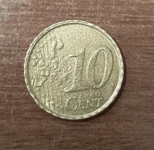 RARO 10 Cent euro Espana 1999 con errore conio buccia d'arancia e corona a righe