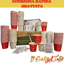 KIT ACCESSORI CARTA O PLASTICA PER CAFFE': 150 BICCHIERI 150 BUSTINE 150 PALETTE