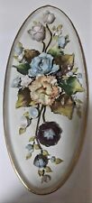Splendido Quadro Ovale In Ceramica Con Fiori Policromi In Rilievo