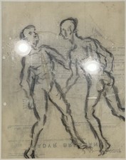 GUIDO BORGIANNI FIRENZE QUADRO DISEGNO A MATITA ORIGINALE SCHIZZO SU FATTURA