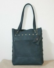 Borsa donna pelle nera blu DOUBLE FACE fatta a mano artigianale italiano