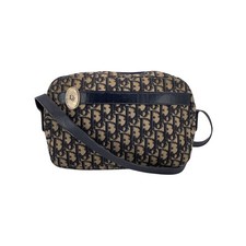 Autentica borsa a tracolla Christian Dior vintage blu obliqua tela monogramma