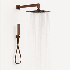 Set Per Doccia Soffione Quadro In Acciaio Inox 25x25 Millimetri Color Oro Rosa