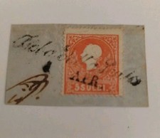 Lombardo Veneto 5 Soldi Su Frammento con Annullo Raro: Isola della Scala.