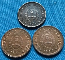 ARGENTINA LOTTO 3 MONETE 1 CENTAVO 1944-47-48