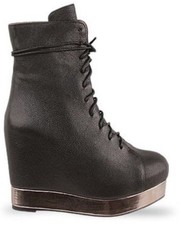 Stivali Jeffrey Campbell Back Off tacco zeppa plateau pelle nera tg 8m stringati
