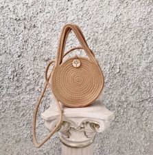 BORSA ROTONDA PAGLIA TRACOLLA BOTTONE ROUND BEACH VACANZE MODA MARE