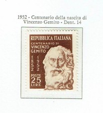 ITALIA 1952 CENTENARIO DELLA