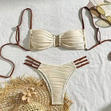 Bikini Bianco Panna Plissé