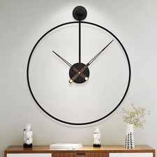 Grande orologio moderno da soggiorno, nero, XXL, rotondo, in 60cm, Nero 