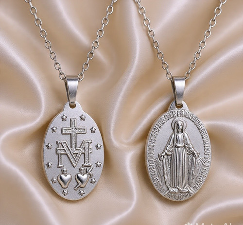 Collana argento vergine - collana, santa