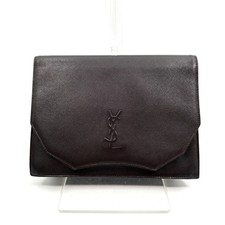 Borsa pochette Yves Saint Laurent vintage pelle saffiano marrone scuro YSL
