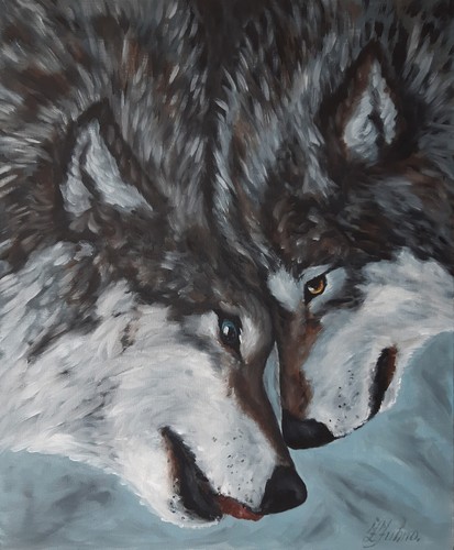 Wolf love dipinto originale - love,