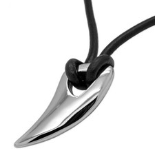 Collana surfista catena in pelle con dente in acciaio inox tigre drago dente a sciabola artiglio