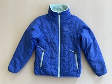 LL Bean Mountain Bound Reversible Jacket Kids Small 8 Blue Green Softshell Fuzzy