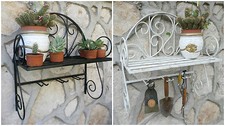 Mensola porta vaso porta piante fioriera in ferro battuto bianca o nera